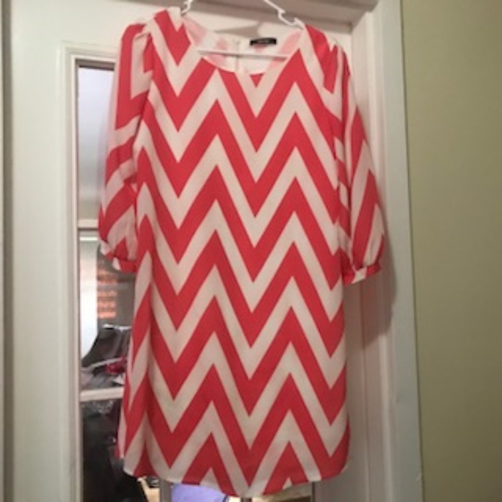 Pink/White Chevron Dress